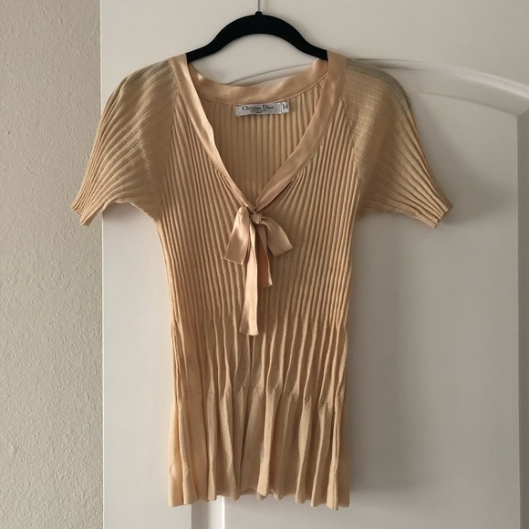 Dior Tops - SOLD Christian Dior Blush Accordion Pleat Knit Top